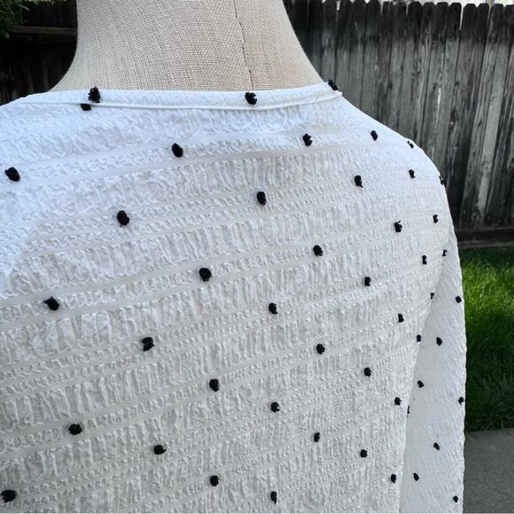 The Line Of Style Wrap Style White Black Polka Dot Blouse Women's Size Medium - Picture 7 of 13